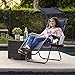 Best Choice Products Folding Zero Gravity Outdoor Recliner Patio Lounge Chair w/Adjustable Canopy Shade, Headrest, Side Accessory Tray, Textilene Mesh - Navy Blue