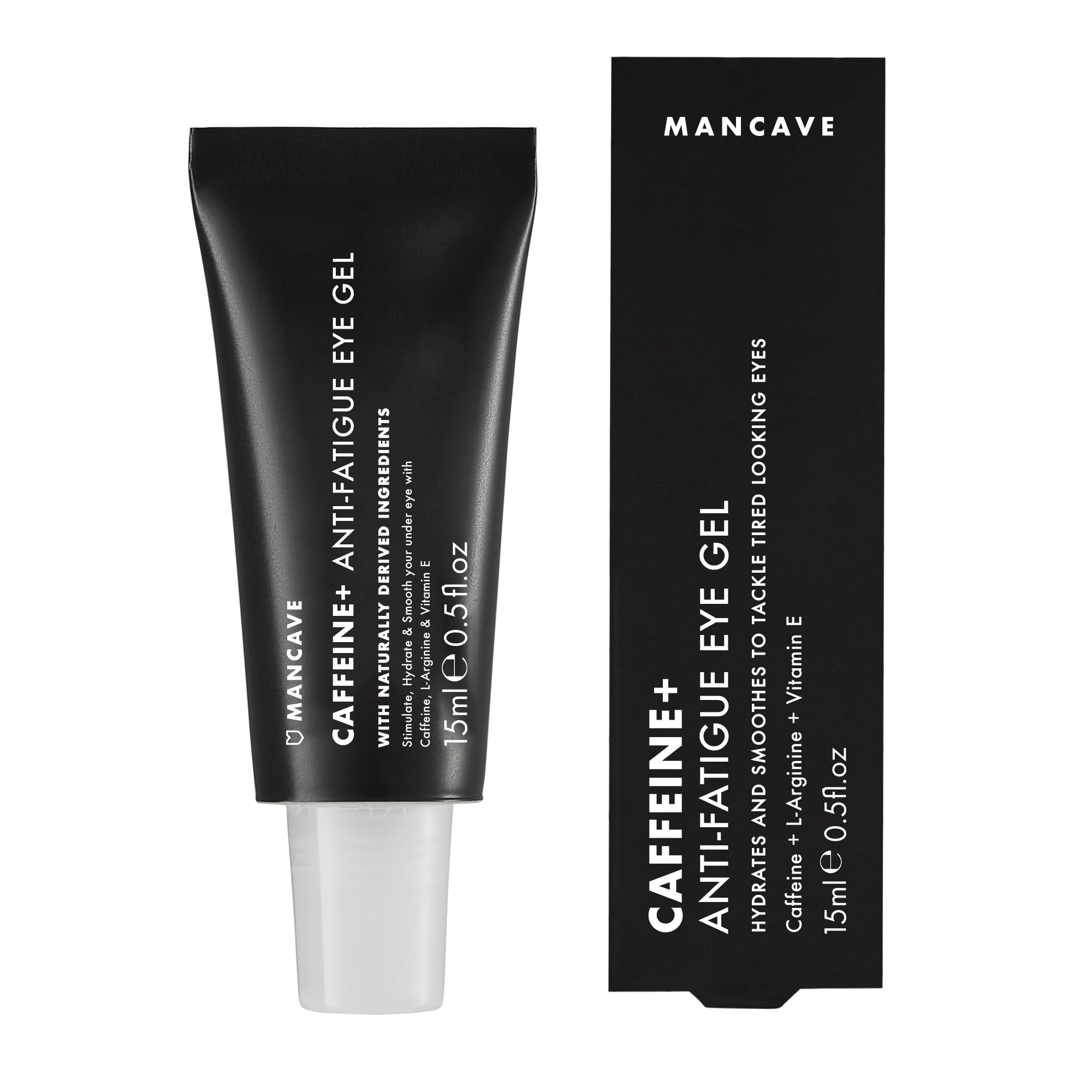 ManCave Caffeine & Vitamin E Anti-Fatigue Eye Gel 15ml, Target dark circles and fight against fine lines, Natural Formulation, Vegan Friendly, Rejuvenates Tired Eyes, Made in England