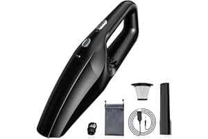 TEMOLA Handheld Vacuum Cleaner Cordless, Portable Car Vacuum Cleaner Rechargeable with HEPA Filter, Mini Hand Held Car Vacuum Cleaning Kit for Car Home Office Interior Detailing