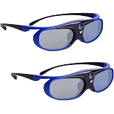 Sintron 2X ST08-DLP 3D Active DLP-Link Glasses Eyewear Rechargeable - 144Hz for 3D-Ready DLP Projectors Including Optoma, BenQ, Acer, Dell, Viewsonic, Vivitek, Sharp, LG, NEC, Mitsubishi (Blue)