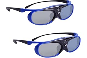 Sintron 2X ST08-DLP 3D Active DLP-Link Glasses Eyewear Rechargeable - 144Hz for 3D-Ready DLP Projectors Including Optoma, BenQ, Acer, Dell, Viewsonic, Vivitek, Sharp, LG, NEC, Mitsubishi (Blue)