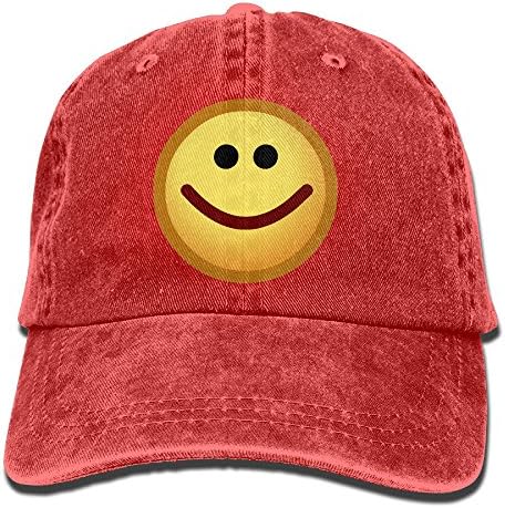 Johnflick Unisex Denim Hats,Happy Emoji Emoticon,sports Cap,baseball Hats, Washed Denim Polo Style Baseball Cap Hat