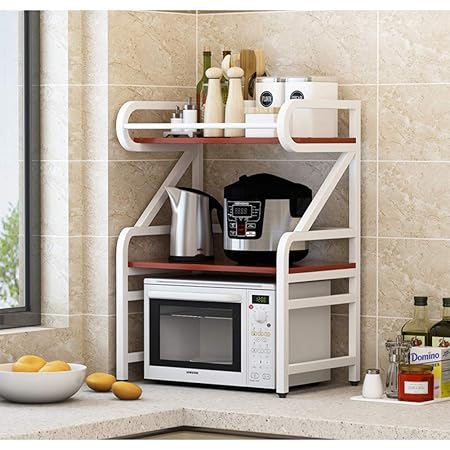 Madera Estantería Microondas Encimera, Metálico Marco Acero ...