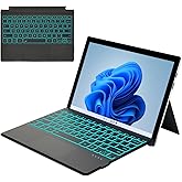 Sooguard Microsoft Surface Pro Keyboard for 7+/7/6/5/4/3, 12.3" Wireless Bluetooth Type Cover with 7-Color Backlit, Ultra-Slim Design, Multi-Touch Trackpad, Rechargeable Battery, (Black)