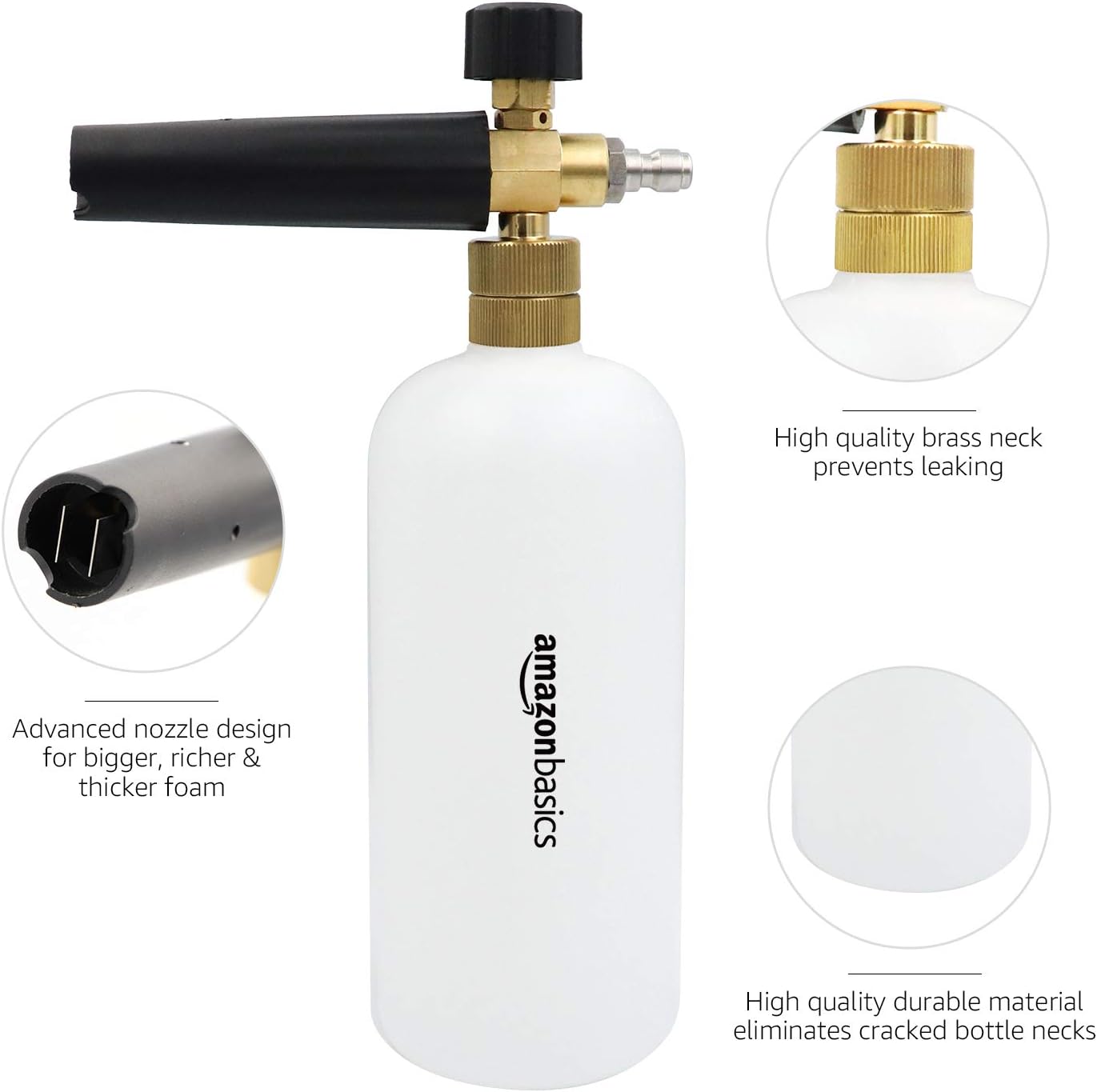 Amazon Basics Foam Cannon with 1/4-Inch Quick Connector for Pressure Washer 33-Ounce (1 Liter), 16.5x8.5x30 cm - Image 4