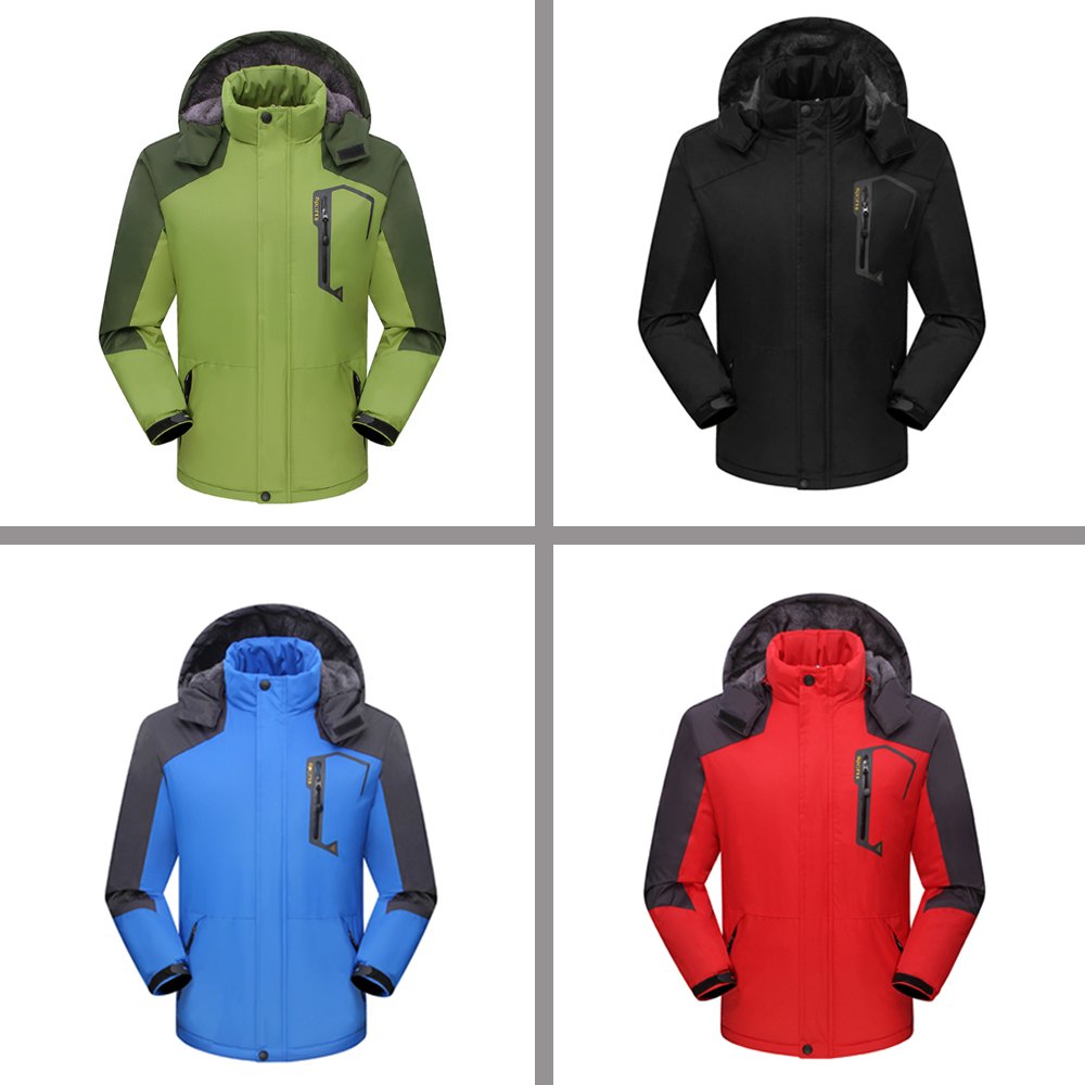 Ski Jacket Waterproof Windproof Fleece Jacket Mountain Jacket Sportswear For Men /Women Outdoors (L, Black)