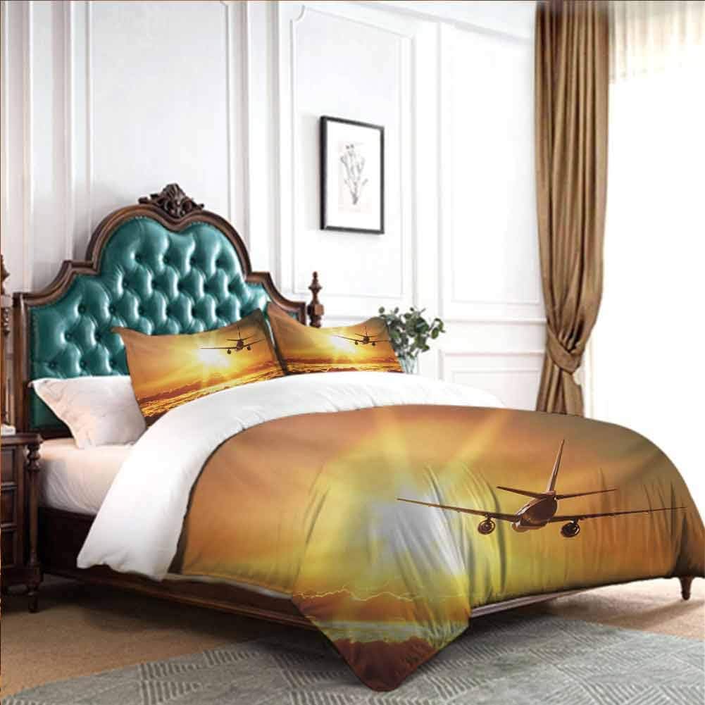 Hiiiman Quilted Comforter Set Aeroplane Aircraft Widebody
