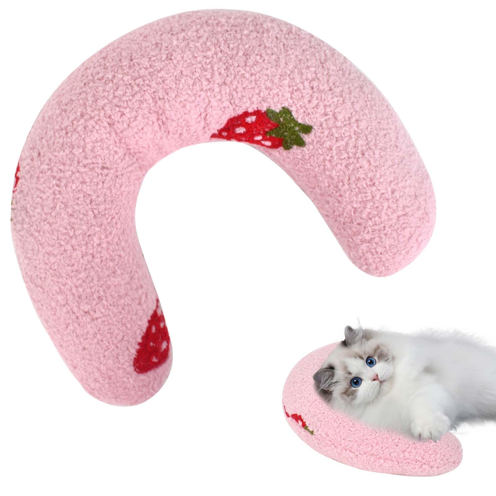 DecorDwell Little Pillow For Cats Cat Neck Pillow,Animal Neck Pillows,u-Shaped Calming Toy Pet Pillows,effectively protect the cat's cervical spine,Fabric Pillow For Cat Cat Bed Pillows (PInk)