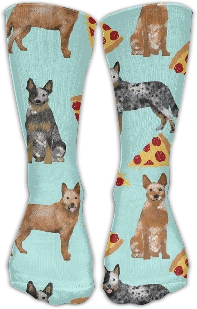 Australian Cattle Dog Blue And Red Heelers And Pizzas Crew Socks Cotton