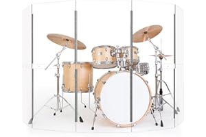 YSBLHCT Portable Drum Shield 5 Panels 2ft x 5ft - Acrylic with Stainless Steel Hinges - Perfect for Churches, Home Practice, and Live Performances.