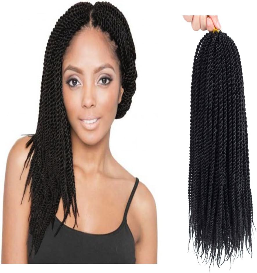 Befunny 8Packs 14 inch Senegalese Twist Crochet Hair Short Crochet Braids Small Pre Looped Mini Havana Mambo Ez Twist Black Crochet Braiding Hair,20strands/pack(14", 1B#)