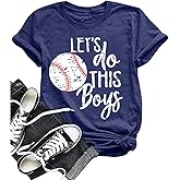 DUDUVIE Women Let's Do This Boy Baseball Mom Tshirt Casual Letter Print Tops Tee