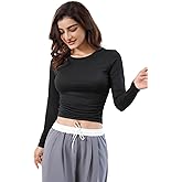 janzu Long Sleeve T Shirts Crop Tops for Women Trendy Casual Slim Fit Fall Basic Tops Must Have Clothes Going Out Outfits