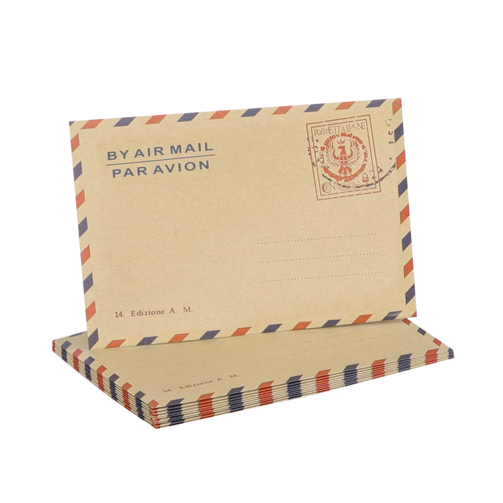 10 Vintage Kraft Paper Envelopes - 162 x 110mm with Exquisite Pattern - Brown Airmail Envelopes for Postcard, Gift, Greeting Card, Invitation and Letters