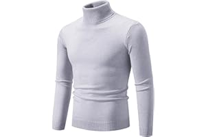 JUEJUEZI Mens Turtleneck Long Sleeve Shirts Winter Warm Thermal Ribbed Knitted Sweater Slim Fit Basic Pullover Tops