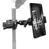 Clamp Phone Mount Mic Stand Phone Holder,Adjustable Phone Holder For Microphone Stand Music Drum,with Clip for iPhone 15 for Samsung Galaxy any Smart Phone