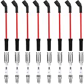 41-110 Iridium Spark Plugs and Wires Set for Chevy GMC 4.8 5.3 6.0 6.2 LS | Fits 2000-2013 Silverado Tahoe Suburban Sierra Yukon Cadillac Escalade V8, Replaces 41-162 9748HH 9748UU, 8 Pcs
