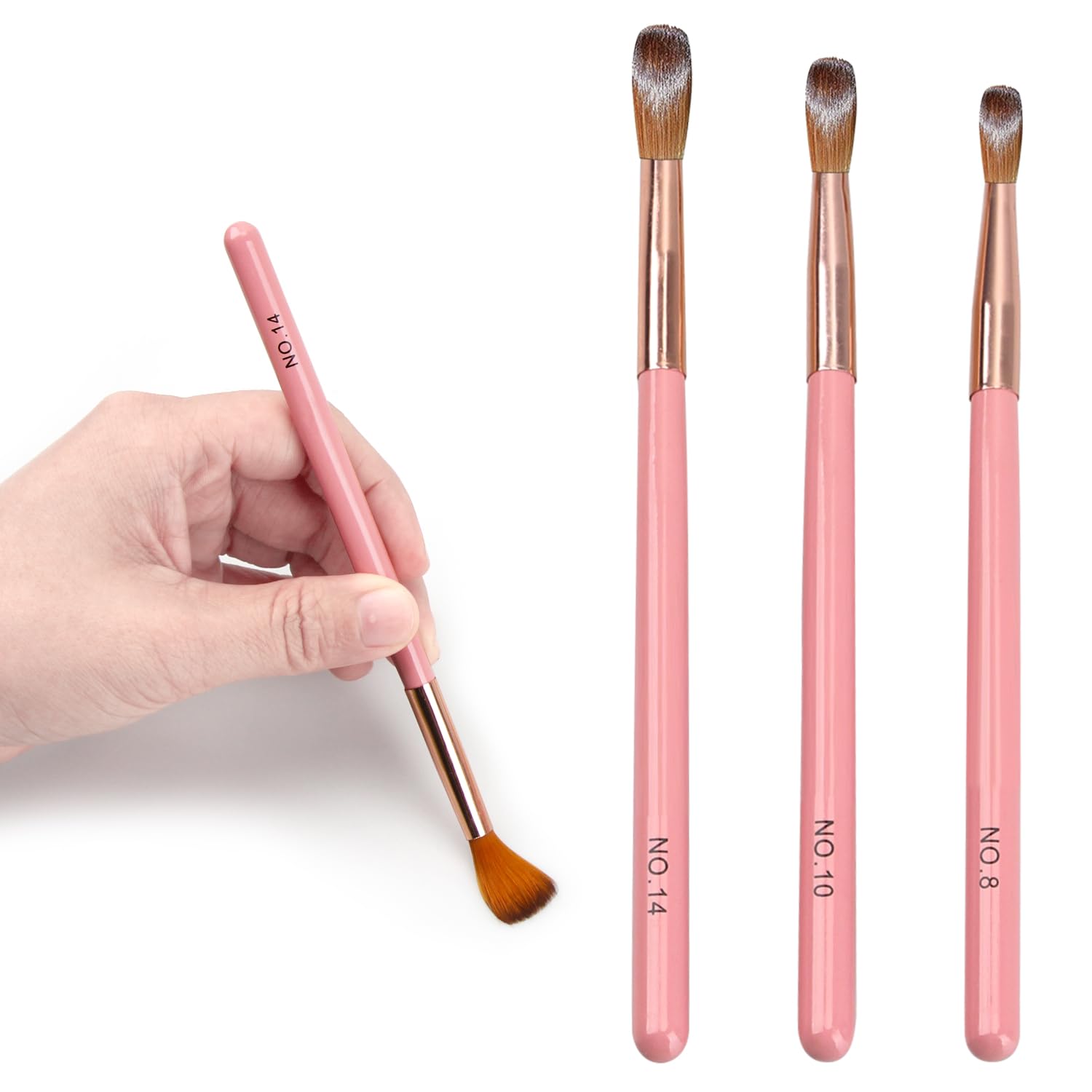 Acrylic Nail Brush Set - 3PCS Sizes 6, 8, 10, Professional Nail Art Brushes with Metal Handles for Acrylic Powder, Manicure, Pedicure - Synthetic Bristles, Durable and Easy to Clean