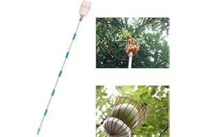 BestFire HENSITA Fruit Picker Tool, 13-Foot Fruit Picking Pole with Basket Telescoping, Lightweight Fruit Harvester Tool Stainless Steel Fruits Catcher Tree Picker for Getting Apple, Fruits Tree