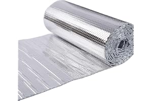 TRADE WINDS USEP Double Bubble Reflective Foil Insulation, Double Sided Insulation Roll Aluminum Foil Cover, Heat Radiant Barrier for Wall, Attic, Air Duct, Window Coverings, Radiator Cover (12 inch x 5 ft)