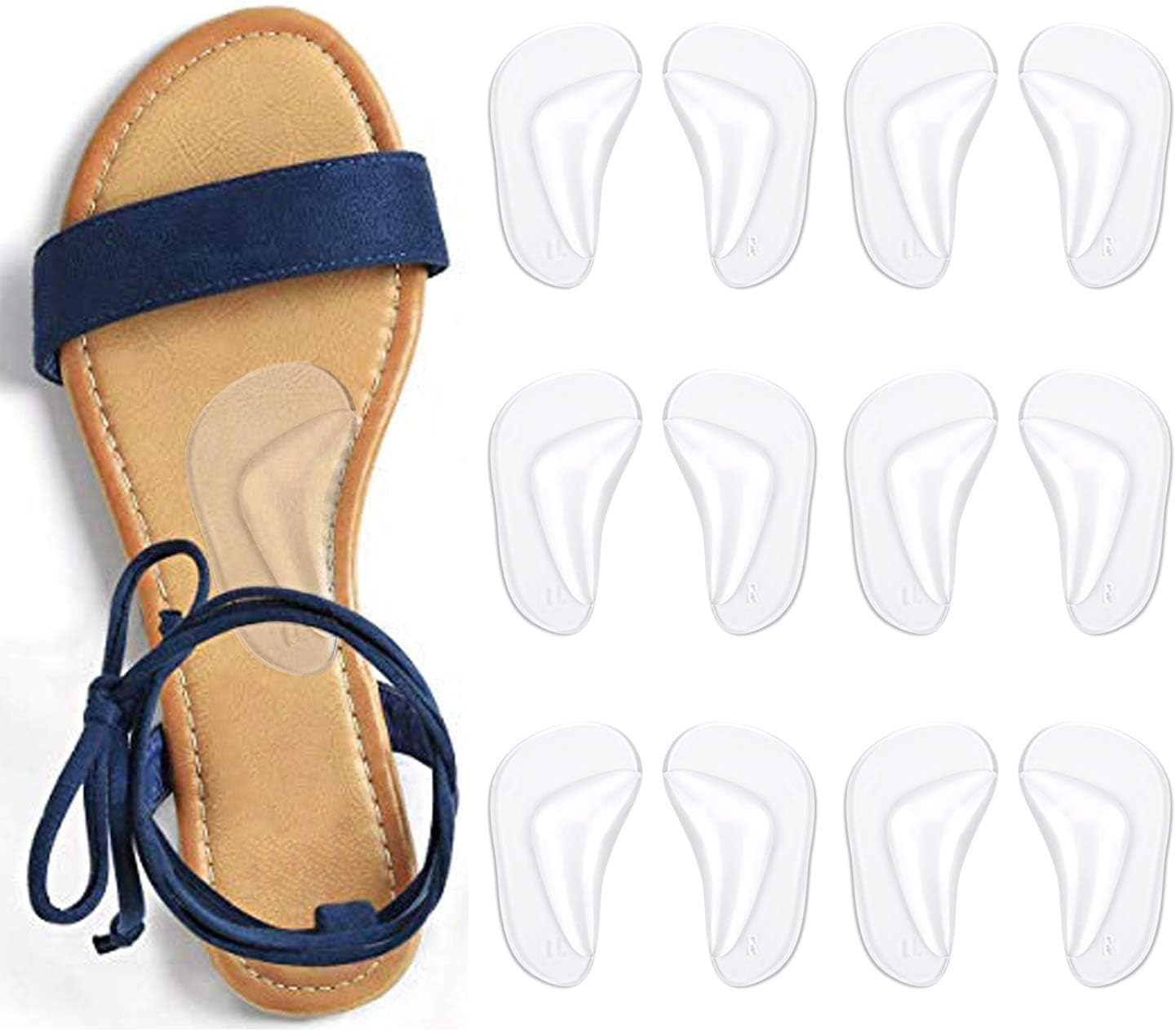 Gel Arch Support Cushions for Men & Women, Shoe Insoles for Flat Feet, Reusable Arch Inserts for Plantar Fasciitis, Adhesive Arch Pad for Relieve Pressure and Feet Pain: Health & Personal Care