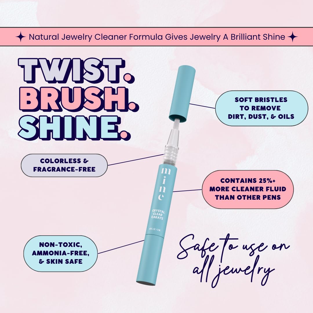 On-The-Go Ring and Jewelry Cleaning Pen - Crystal Clear Carats - Natural and Premium Shine Solution - Portable Travel Size Diamond and Gemstone Cleaner