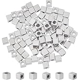 UNICRAFTALE 100Pcs 3mm Cube Beads - 304 Stainless Steel Square Spacer Beads for DIY Bracelet Necklace Jewelry Making, STAS-UN0054-65-US12