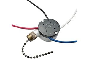 YukiHalu Ceiling Fan Pull Chain Switch 3 Speed 4 Pre-Installed Wires, ZE-208S, Replacement Fan Light Switch for Ceiling Fans and Light Kits (Antique 1Pack)