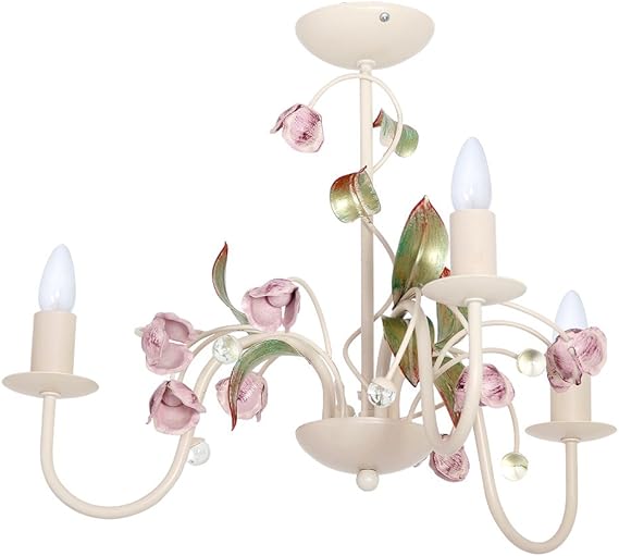 Verspielte Deckenleuchte Weiss Rosa Floraler Stil E14 Bis Zu 60