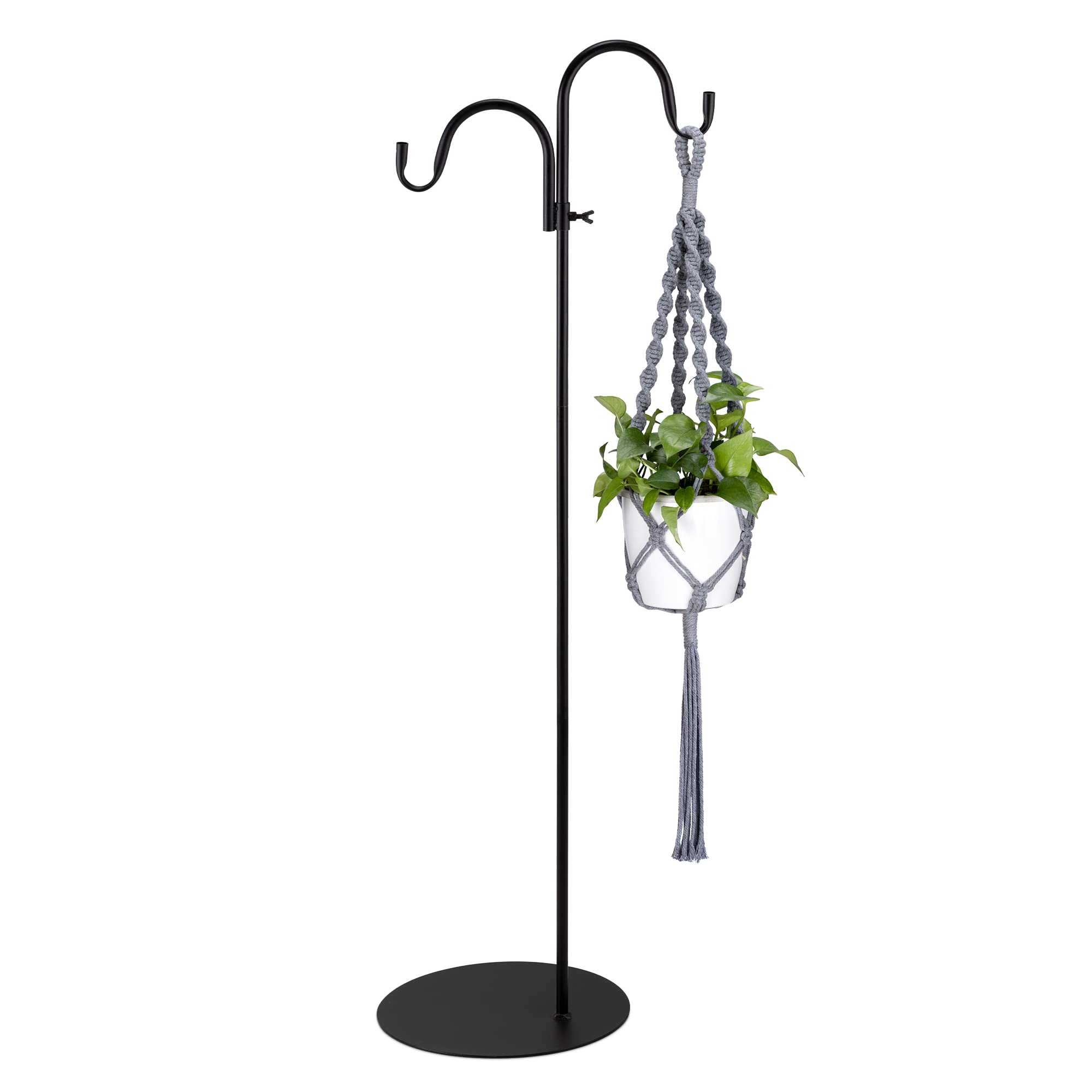 Navaris Shepherds Hooks for Outdoor - Hanging Bird Feeder Plant Pot Hook Stand Pole for Garden - Adjustable Hooks for Hummingbird Feeders and Plants