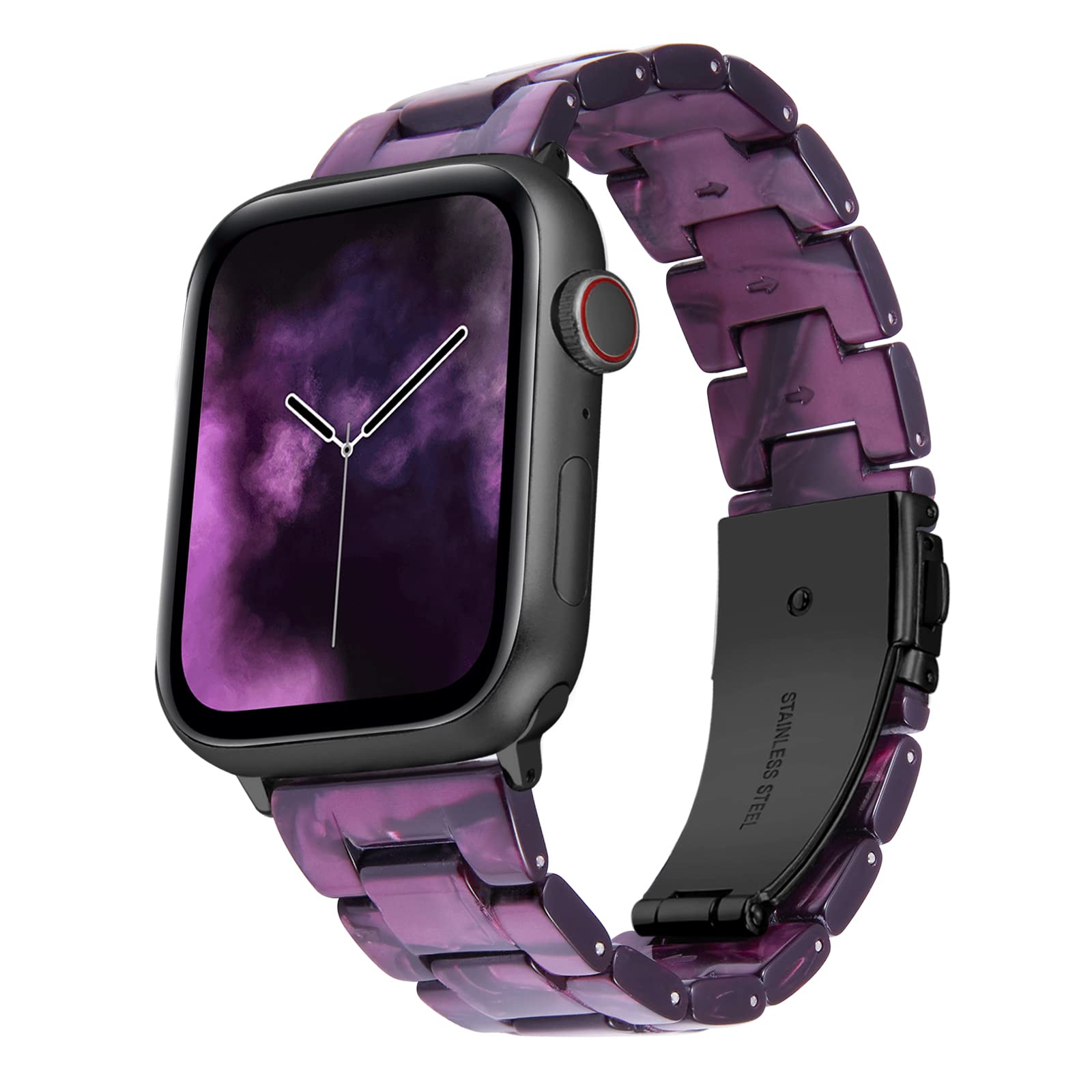 Photo 1 of BINLUN Compatible with Apple Watch Bands 44mm 45mm 46mm 49mm 42mm for Women Men Lightweight Resin Watch Straps Bracelet Compatible with iWatch Series 11/10/9/8/7/6/5/4/3/2/1/Ultra3 2/SE3 2 1, Purple