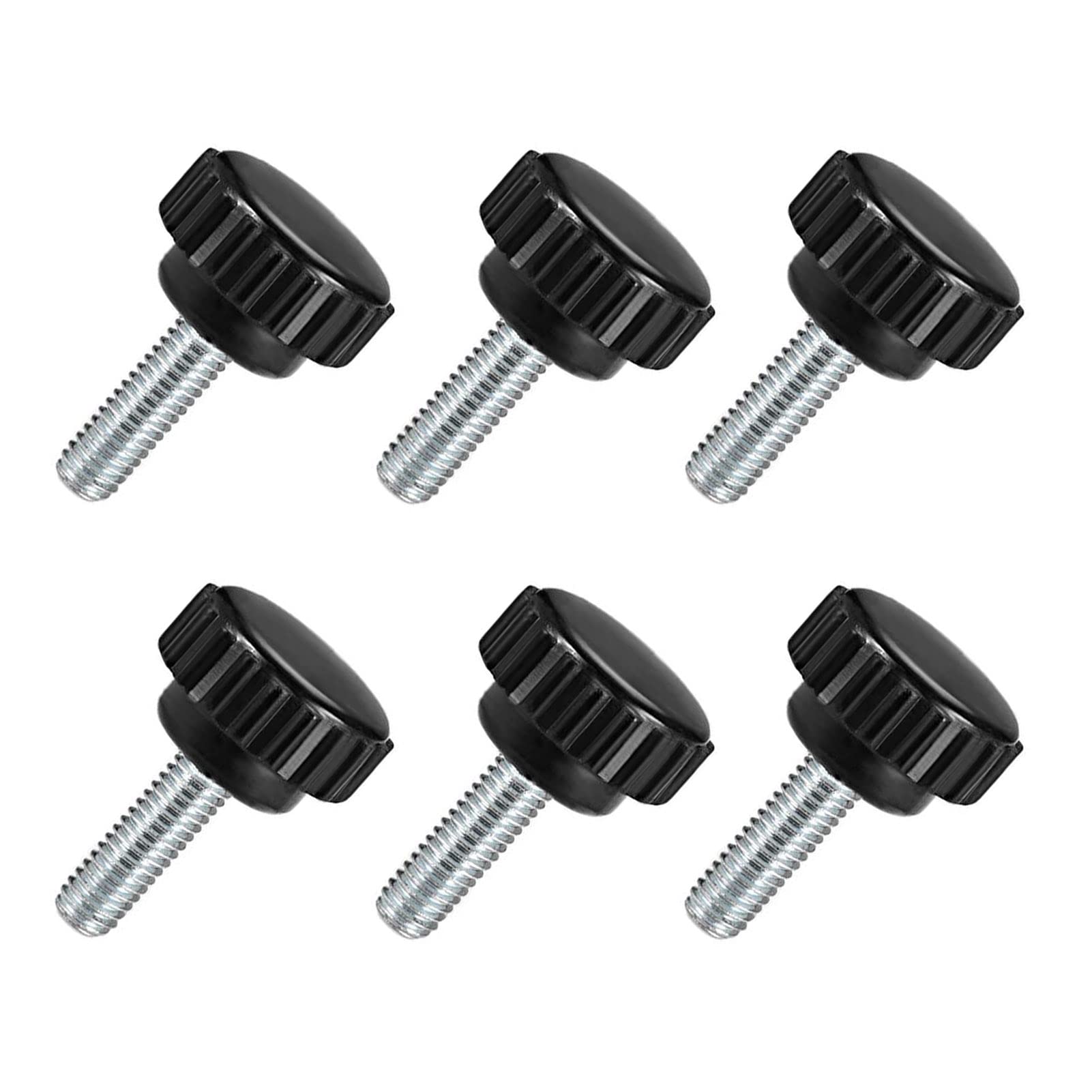 TA-VIGOR 6Pcs M6 x 15mm Male Thread Knurled Clamping Knobs Grip, 20mm Dia Carbon Steel Thumb Screw Clamping Handle Bolt with Thermoset Plastic Knobs