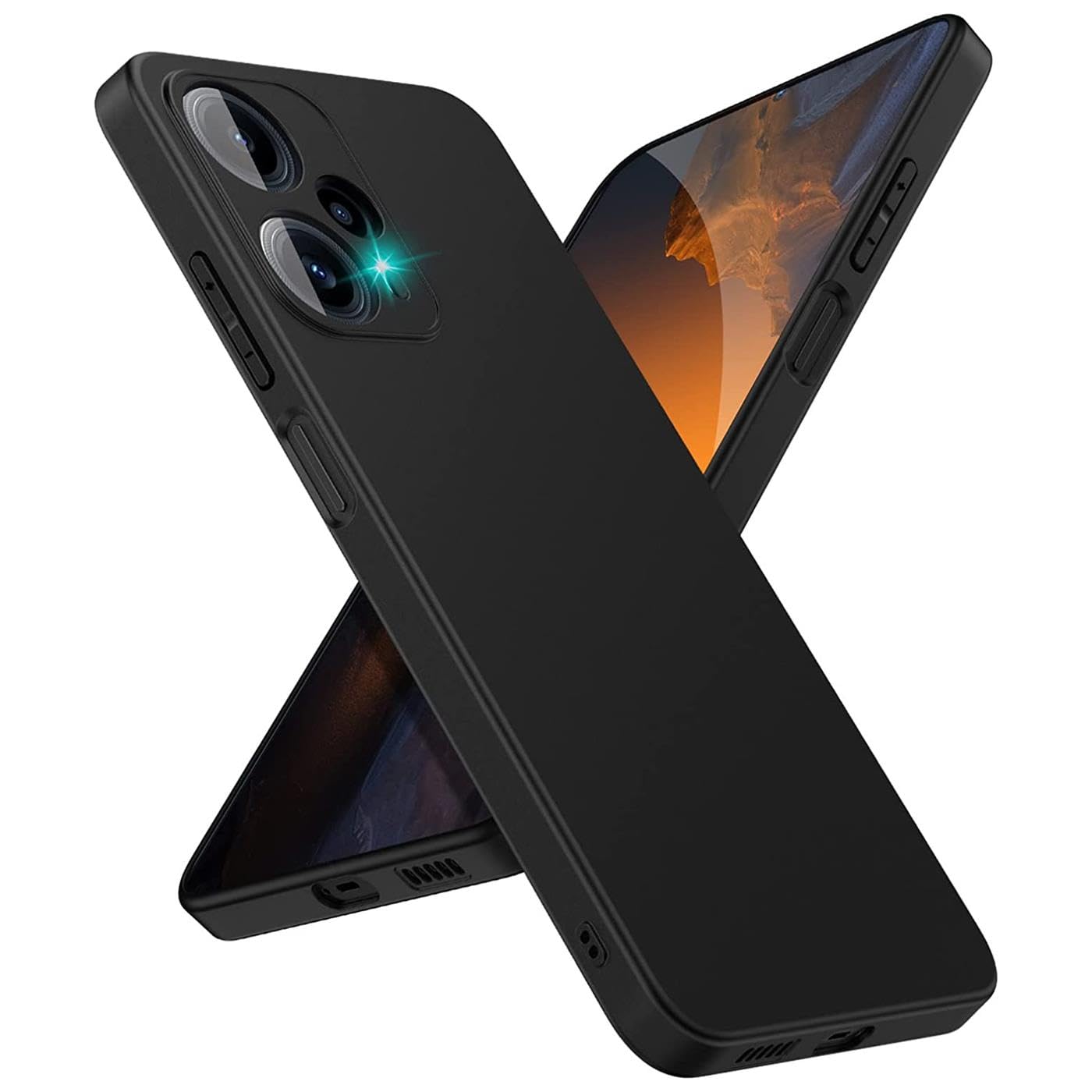 Verco Compatible with Xiaomi Poco F5 5G Case, Matte Back Shell Protective Case for Poco F5 Case Silicone Cell Phone Case - Black