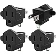 4 Pack 3-2 Prong Adapters Grounding Adapter JACKYLED 3-Prong to 2-Prong Adapter ETL Listed Fireproof Material 392℉ Resistant Heavy Duty Wall Plugs for Household Appliances Industial, Black