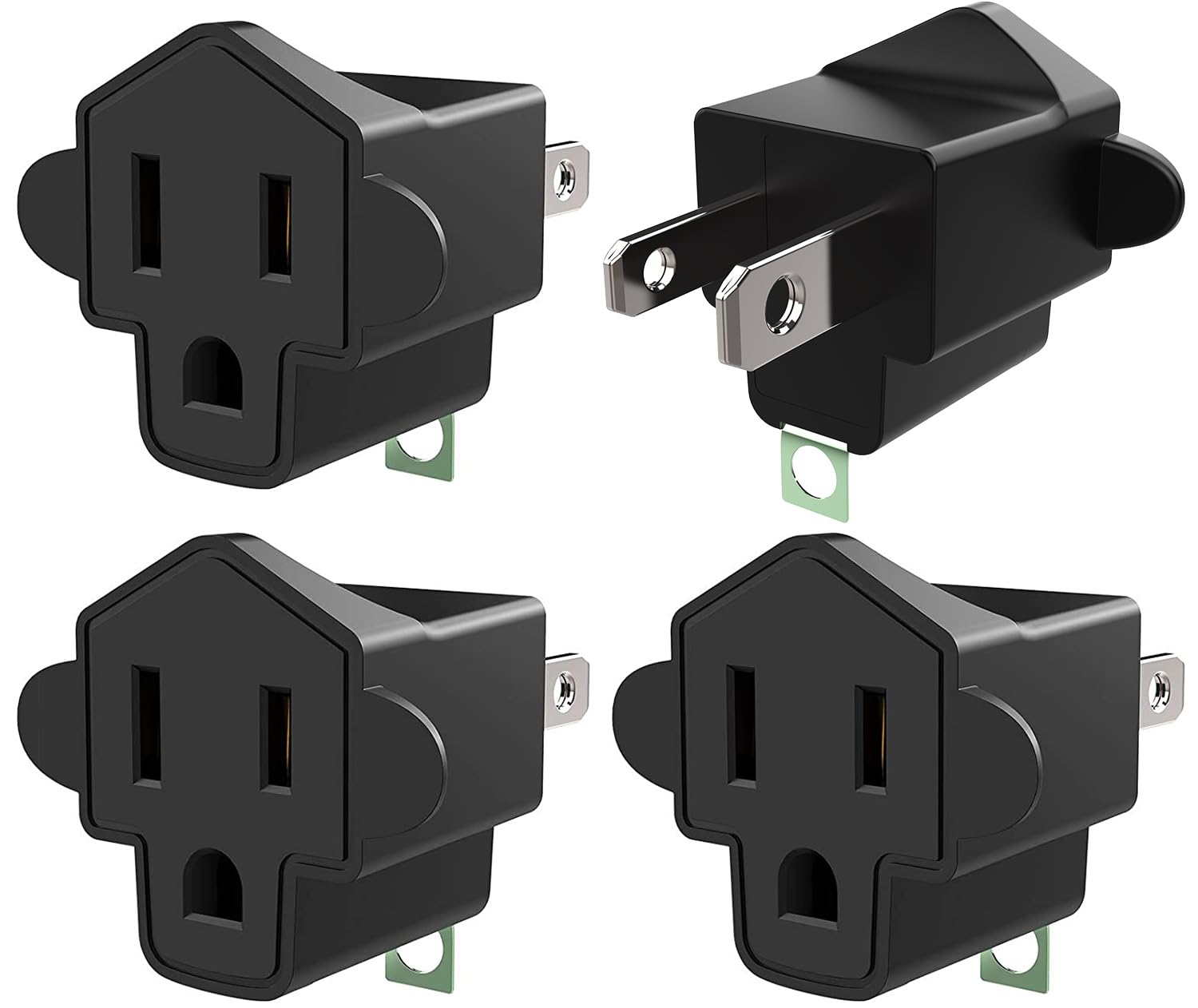 Photo 1 of * * MISSING PICESES**3-2 Prong Adapters Grounding Adapter JACKYLED 3-Prong to 2-Prong Adapter ETL Listed Fireproof Material 392? Resistant Heavy Duty Wall Plugs for Household Appliances Industial, Black