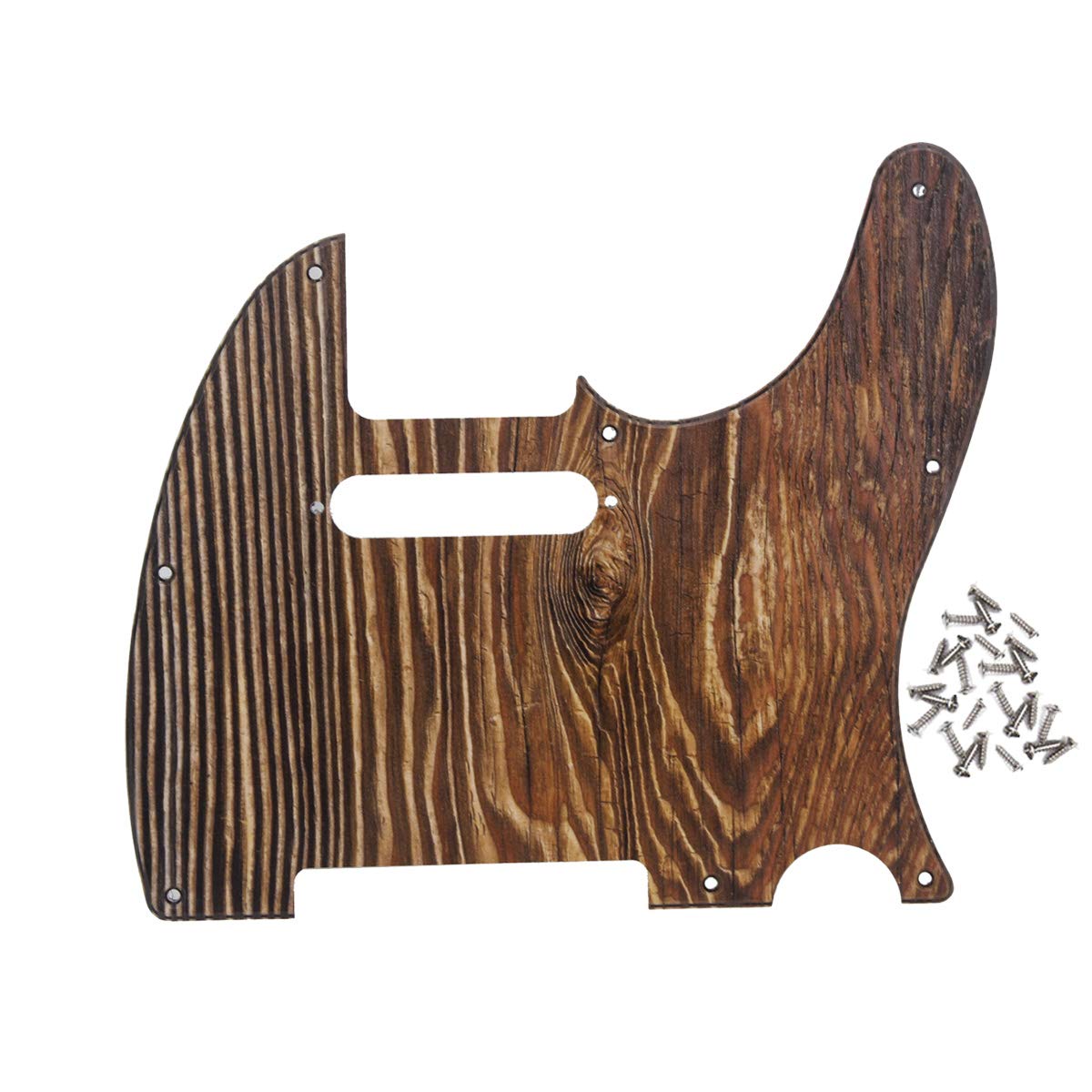 FLEOR 3Ply 8 Holes TL Guitar Pickguard With Screws for Modern Standard FD TL Style Guitar, Wood Color, PVC Material, Grain Surface Printing