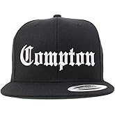 Trendy Apparel Shop Compton City Old English Embroidered Flatbill Snapback Baseball Cap
