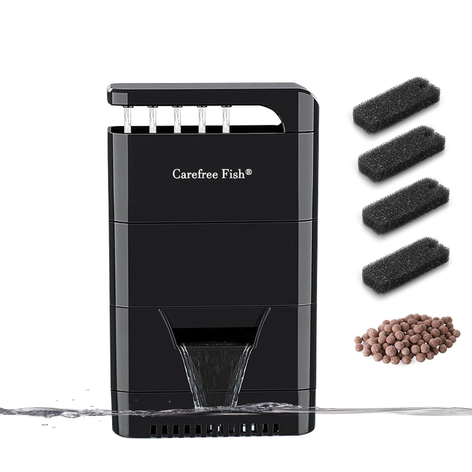 Photo 1 of Carefree Fish Quiet Turtle Tank Filter 270Gph Sponge Filter with 4 Bio-Filter Sponges and a Pack of Bio Balls for 5-50 Gal Reptiles/Amphibians/Frog/Cichlids