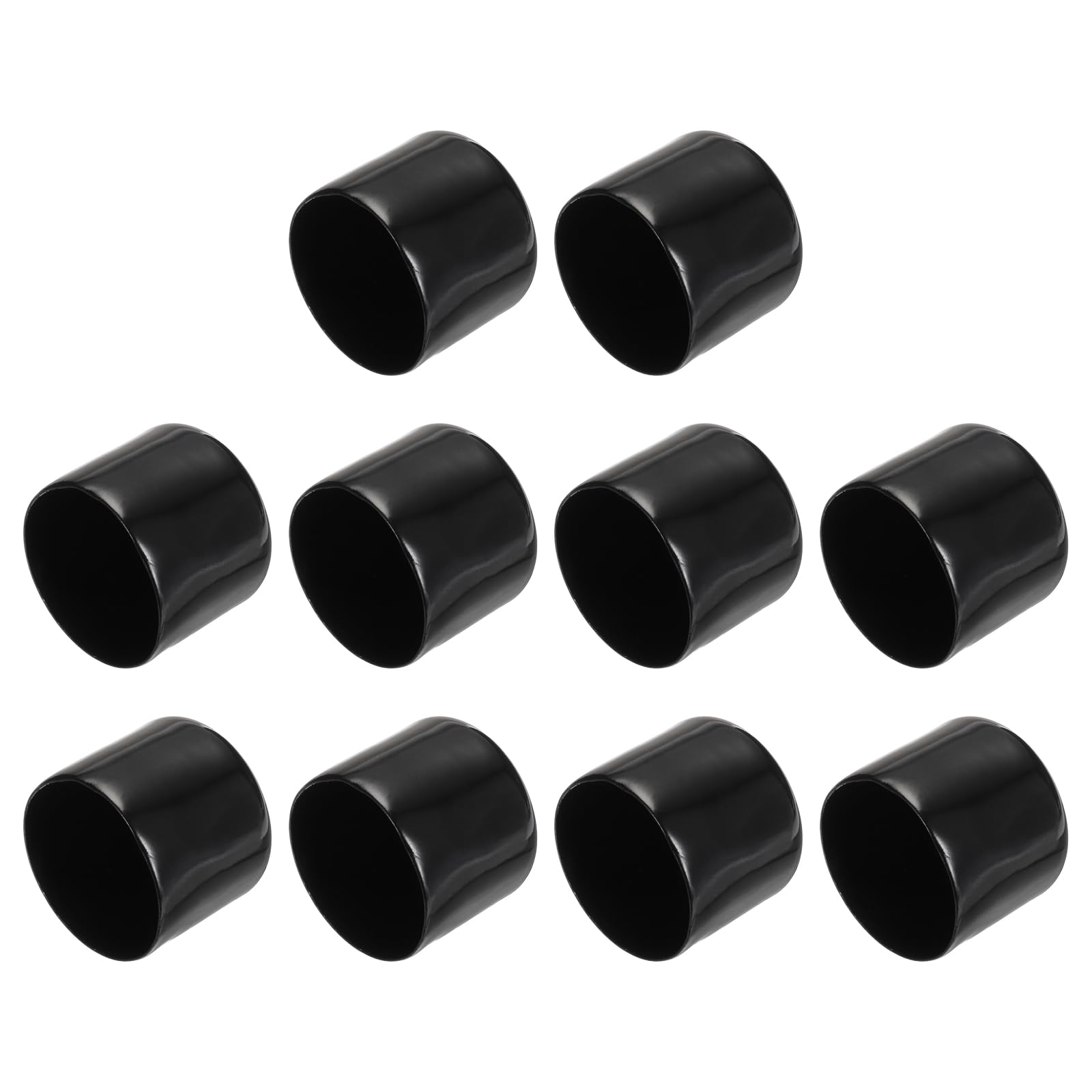 PATIKIL 35MM Vinyl Rubber End Caps, 10 Pack Flexible Bolt Screw Covers Caps Round Thread Protector Caps for Metal Tubing Rod Bolts, Black