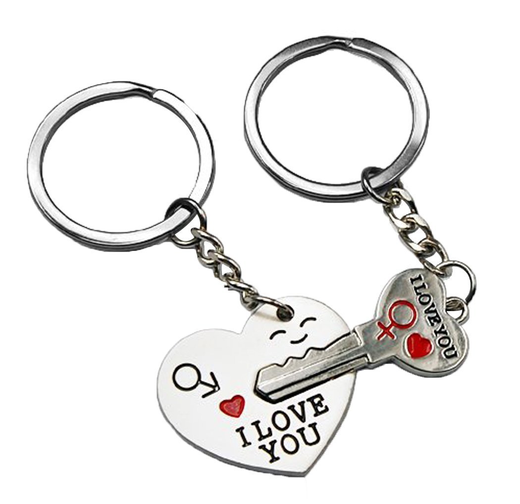 Accessotech Arrow & I Love You Heart & Key Couple Key Chain Ring Keyring Keyfob Lover Gift