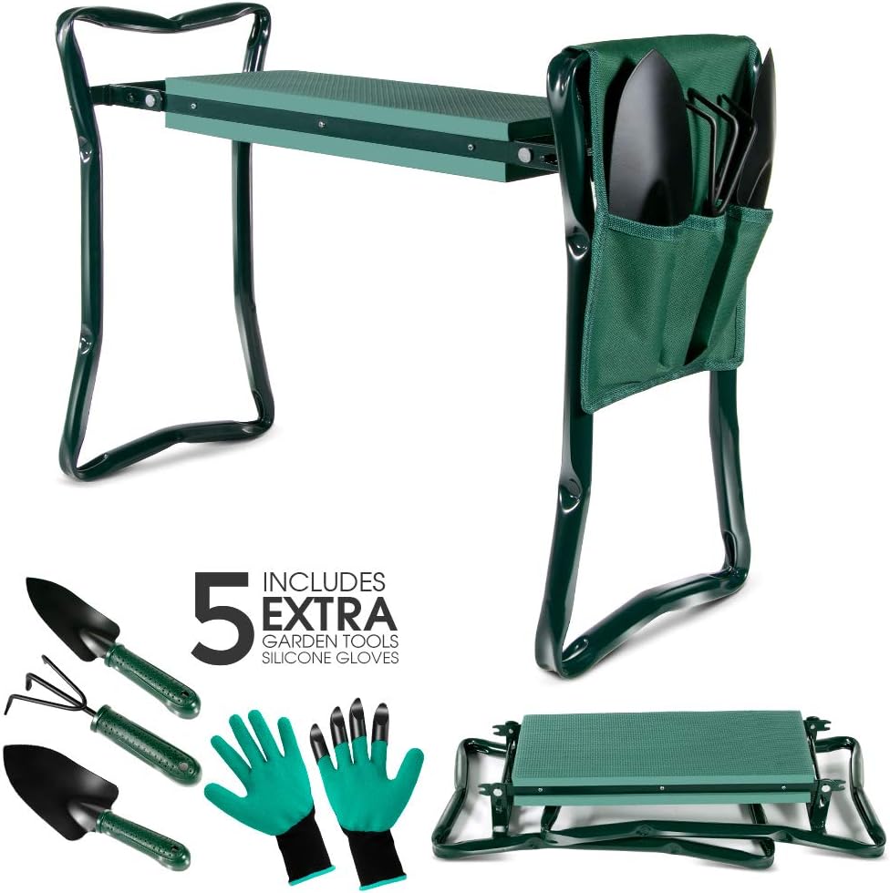 Garden Kneeler Stool Seat and Foam Pad Bench 2in1 Portable Folding