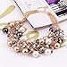 Elegant Gold Tone Faux Pearl Crystal Cluster Collar Chunky Bib Necklace