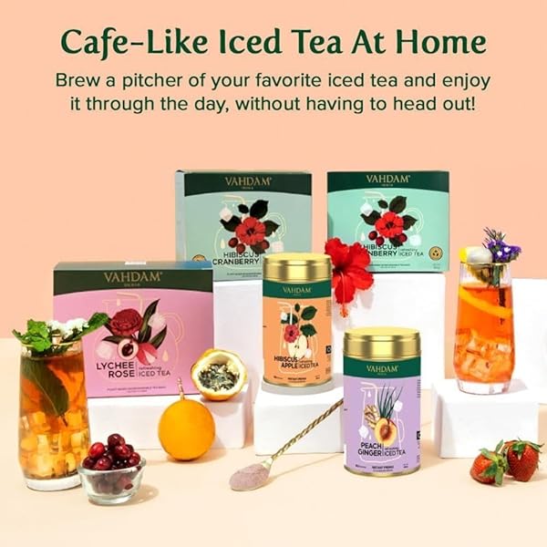 HIBISCUS APPLE ICED TEA INSTANT PREMIX (60 SERVINGS/12 QUARTS) LIGHTLY SWEETENED ICED TEA | TARTY HIBISCUS & SWEET APPLE | BEST FOR MOCKTAILS & COCKTAILS | PACKED IN TIN CADDY, 150G/5.29OZ | VAHDAM