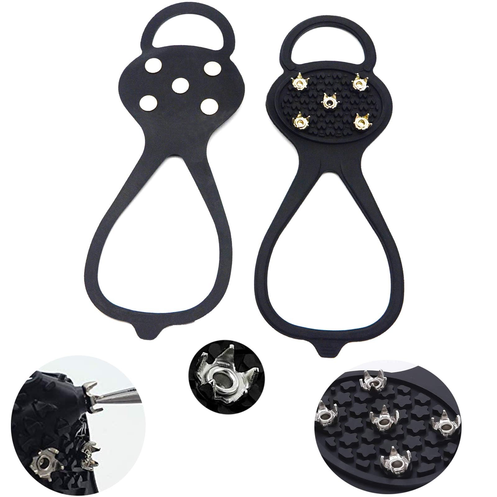 Gripper Spikes for Shoes, TreereSea Ice Grips Cleat Silicone Crampons Shoes Covers Outdoor Snow Climbing - Universal Non-Slip Gripper Spikes Anti-Slip Over Shoe Durable Cleats (2PCS)