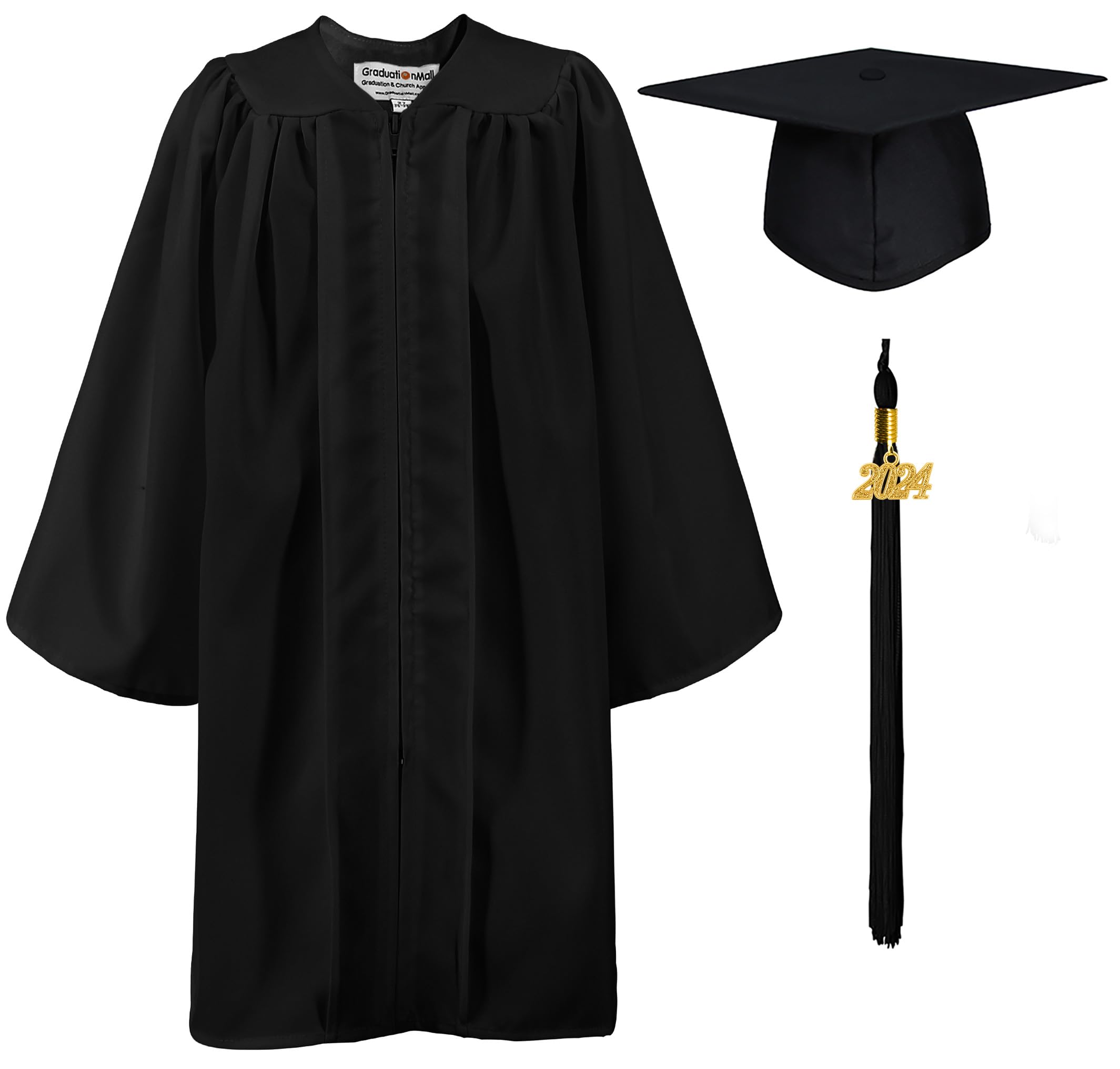 Photo 1 of GraduationMall Matte Kindergarten & Preschool Graduation Gown Cap Set with 2024 Tassel Black 33 (4'0"-4'2")