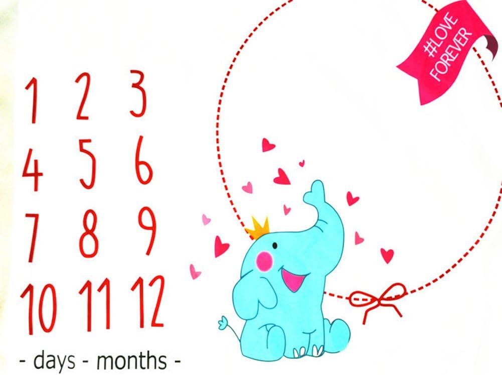 Citihomy Baby Monthly Milestone Blanket Newborn Boys Girls Photo Props Shoots Backdrop Personalized Pink Elephant Photography Growing Infants Toddlers Swaddle Blanket