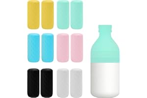12 Pack Travel Essentials Silicone Bottle Covers, Elastic Silicone Leakproof Sleeve - Travel Essentials for Toiletries, Fit M