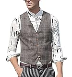 Zicac Men's British Style Suit Separate Plaid Vest
