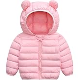 Achiyi Winter Coats Puffer Padded Jacket for Toddler Boys Girls Kids Light Outwear Cute Bear Ears with Hoods Clothing