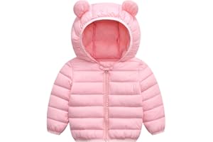 Achiyi Winter Coats Puffer Padded Jacket for Toddler Boys Girls Kids Light Outwear Cute Bear Ears with Hoods Clothing